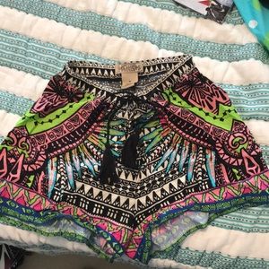 High waisted print shorts